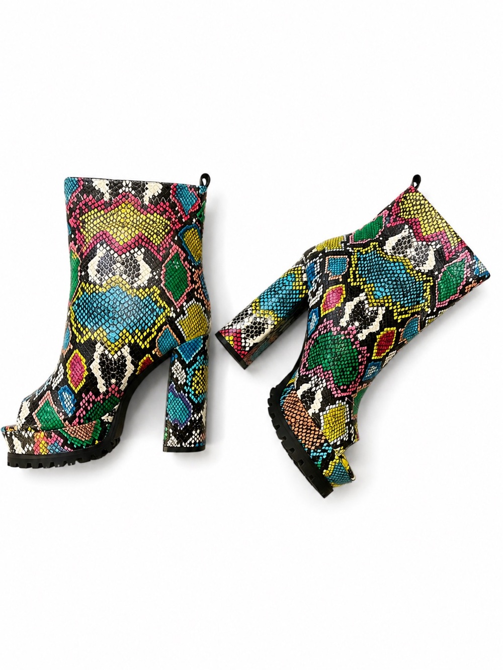 Colorful Platform Ankle Boots - Women’s Statement Booties Size 7